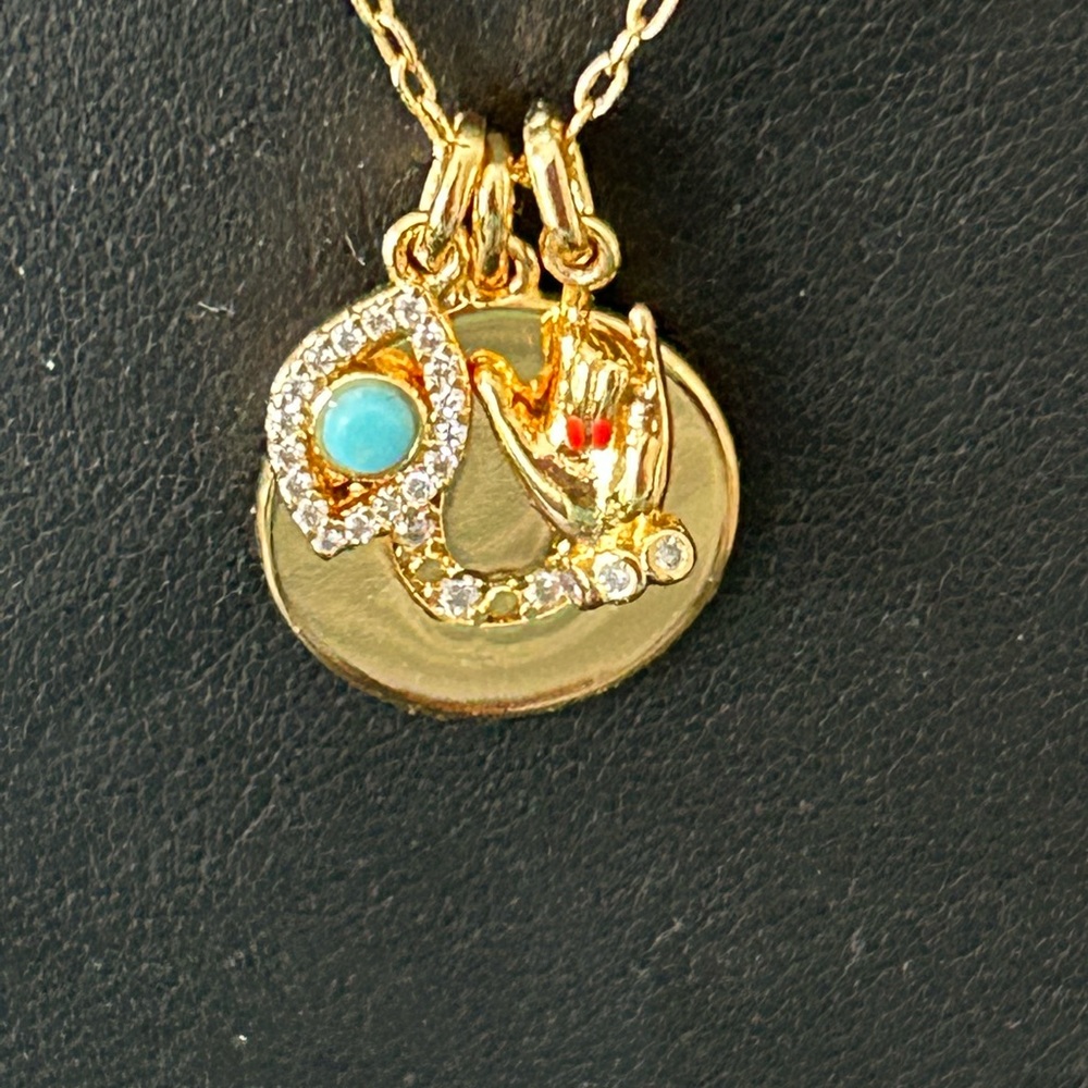 Kate, spade, NWOT evil eye mini pendant with 2 charms necklace - Picture 2 of 4